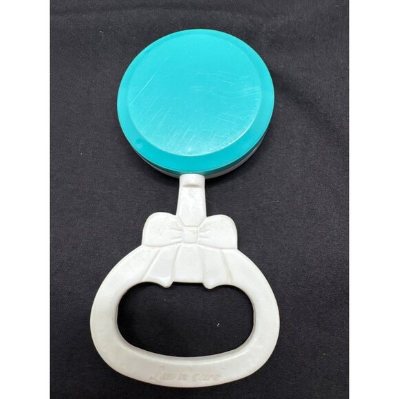 Vintage Luv N Care Baby Rattle With Bear & Giraffe Design White & Teal Plastic - Picture 2 of 7